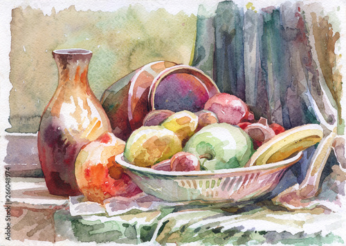Tablou pe pânză Still life painted with watercolor