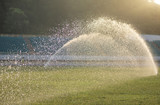 watering lawn in the sunrise stadium