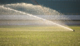 watering lawn in the sunrise stadium