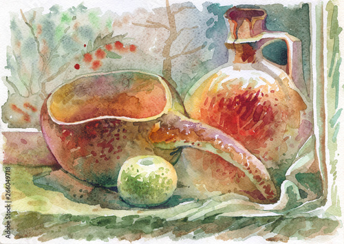 Tablou pe pânză Still life painted with watercolor