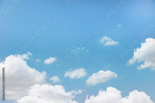 blue sky background with tiny clouds with Nature Landscape Backdrop The clouds float below Have space in the sky