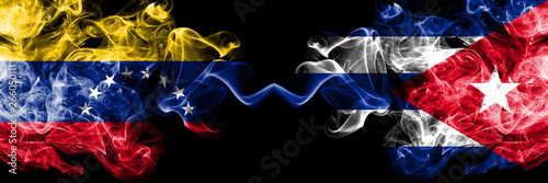 Photography Venezuela vs Cuba, Cuban smoky mystic flags placed side by side