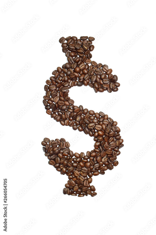 USD Symbol made of coffee beans USD Symbol made of coffee beans