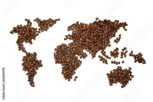 World map coffee bean