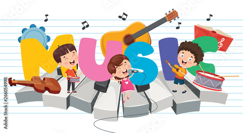 Vector Illustration Of Children Music Background