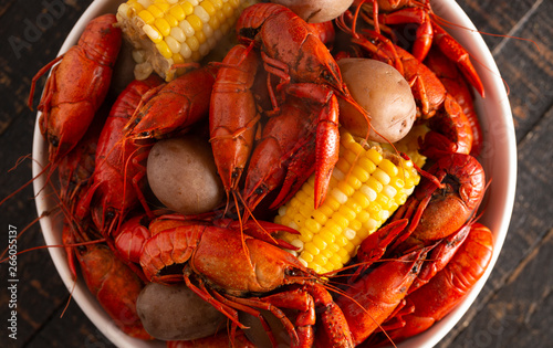 A Crawfish Boil with Corn on the Cob and Potatoes