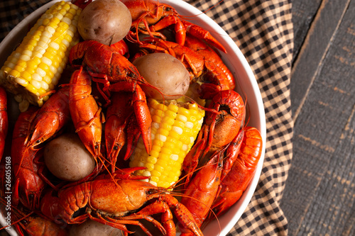 Konstfotografi A Crawfish Boil with Corn on the Cob and Potatoes
