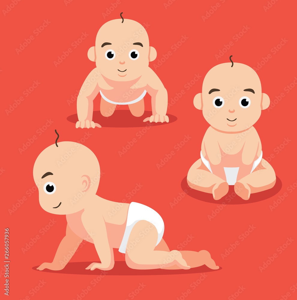 Cute Baby Cartoon Poses Vector Illustration Cute Baby Cartoon Poses Vector Illustration