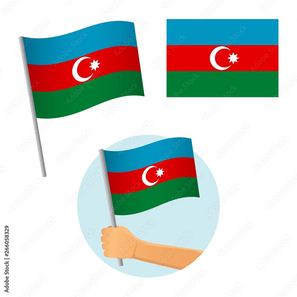 Obraz premium Azerbaijan flag in hand