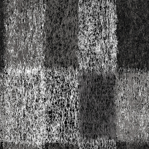 Seamless pattern with  grunge weave terry rectangular elements in black and white design