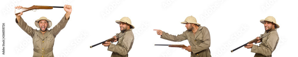 Safari hunter isolated on white Safari hunter isolated on white