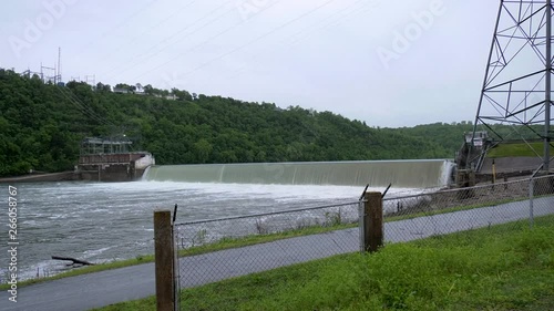 Powersite dam in Taney county Missouri with Lake Taneycomo dumping into Bull Shoals Lake photo
