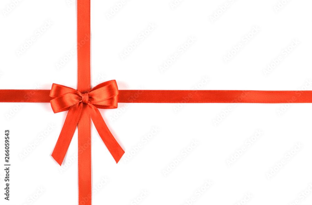 Shiny red silk ribbon on white background. Shiny red silk ribbon on white background.