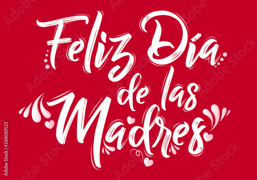 Feliz Dia de las Madres, Happy Mothers Day spanish translation message lettering illustration