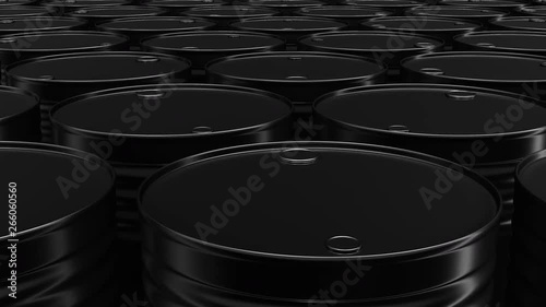 Looping 3D animation of the black oil barrels in UHD
