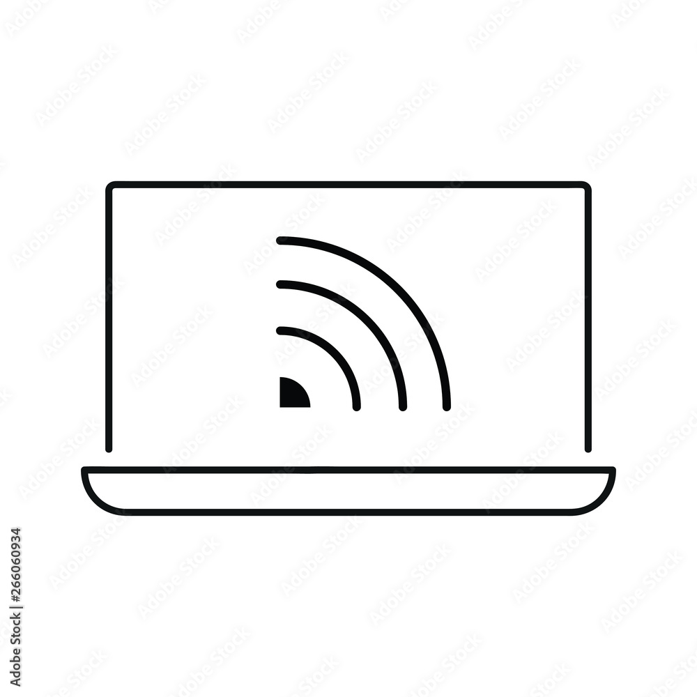 Computer and phone wifi line icon Computer and phone wifi line icon