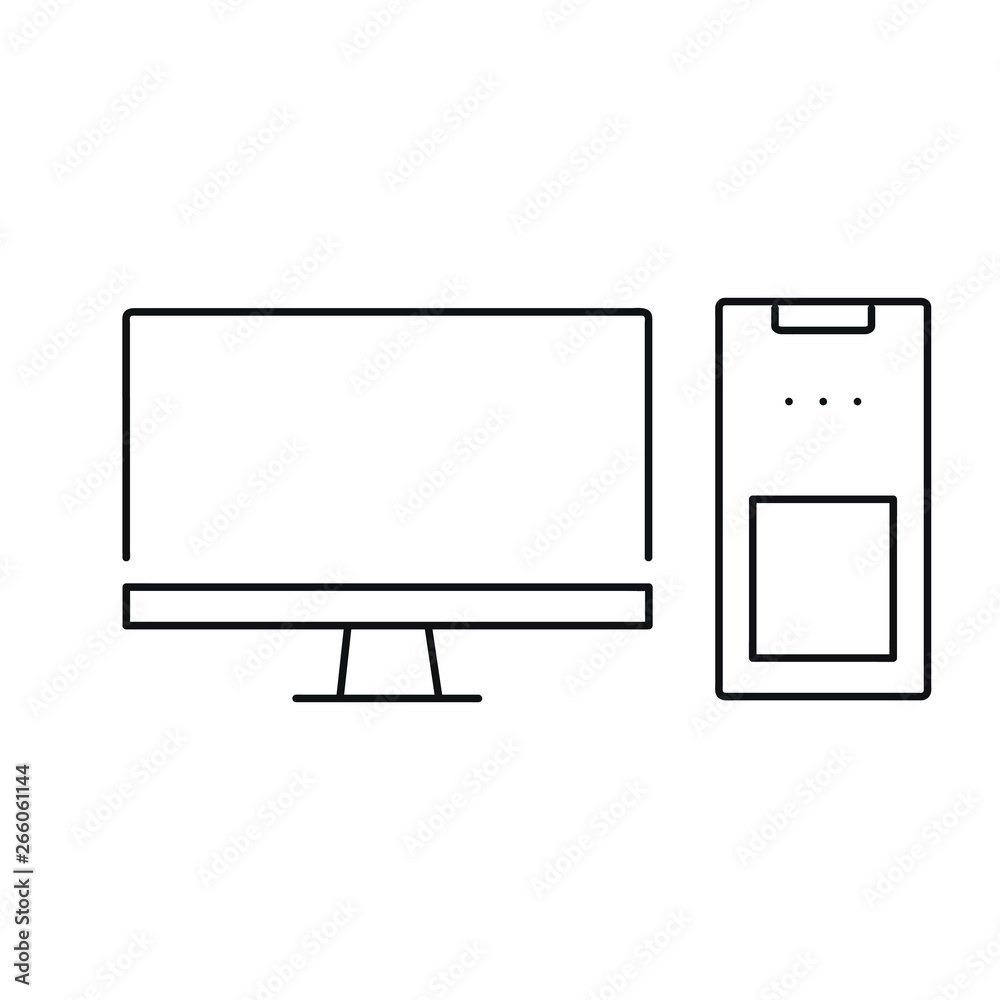 Computer, line icon Computer, line icon