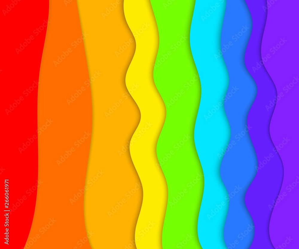 Abstract background with different levels surfaces, rainbow waves, material design Abstract background with different levels surfaces, rainbow waves, material design