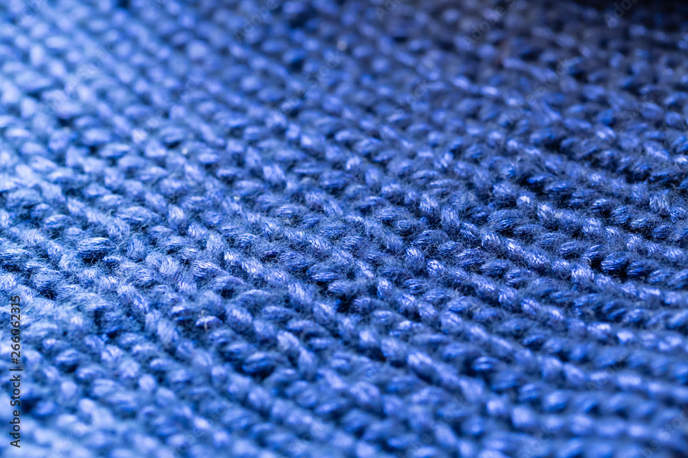 青い模様編みニット地