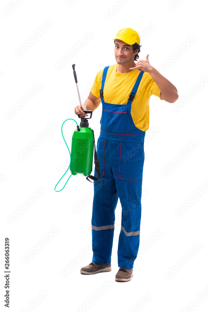 Pest control contractor isolated on white background Pest control contractor isolated on white background