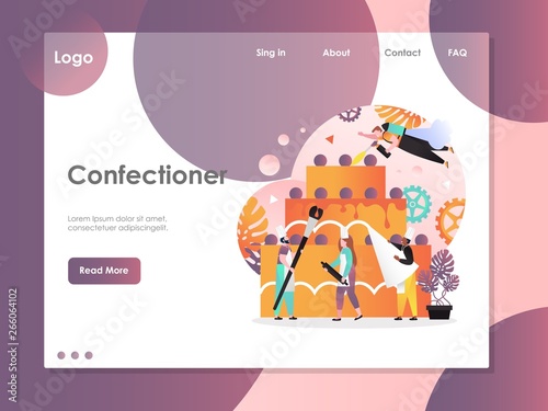 Confectioner vector website landing page design template