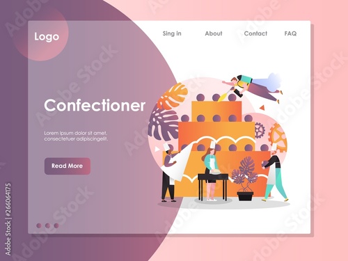Confectioner vector website landing page design template