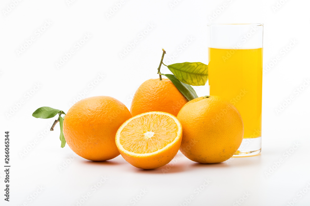 Fresh and delicious oranges and orange juice Fresh and delicious oranges and orange juice