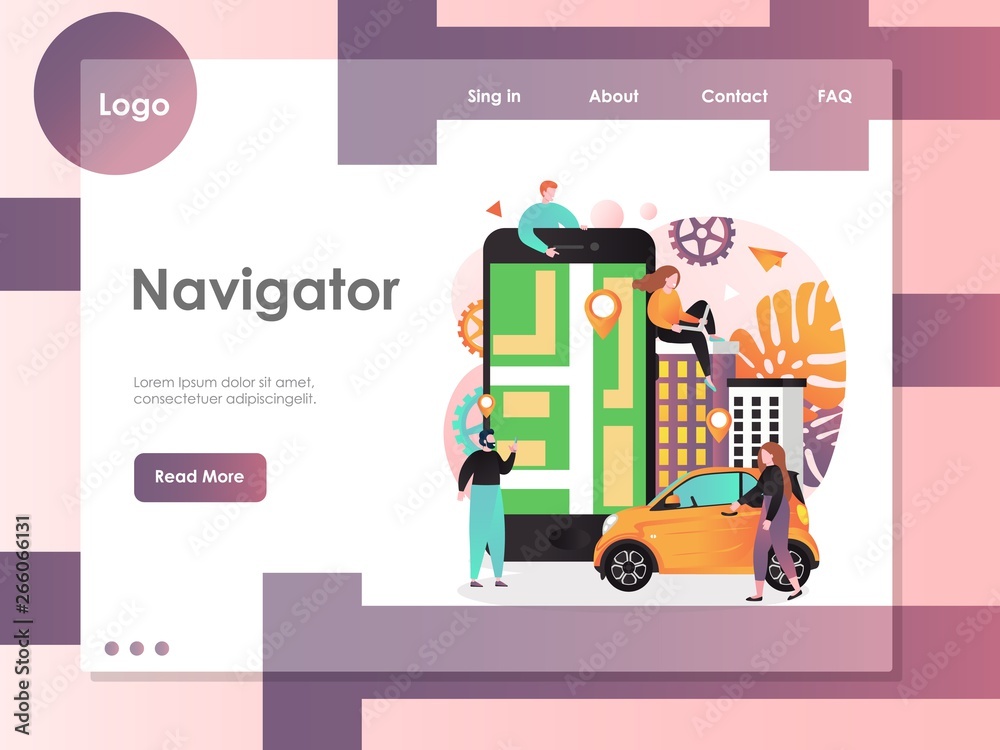 Fototapeta premium Navigator vector website landing page design template