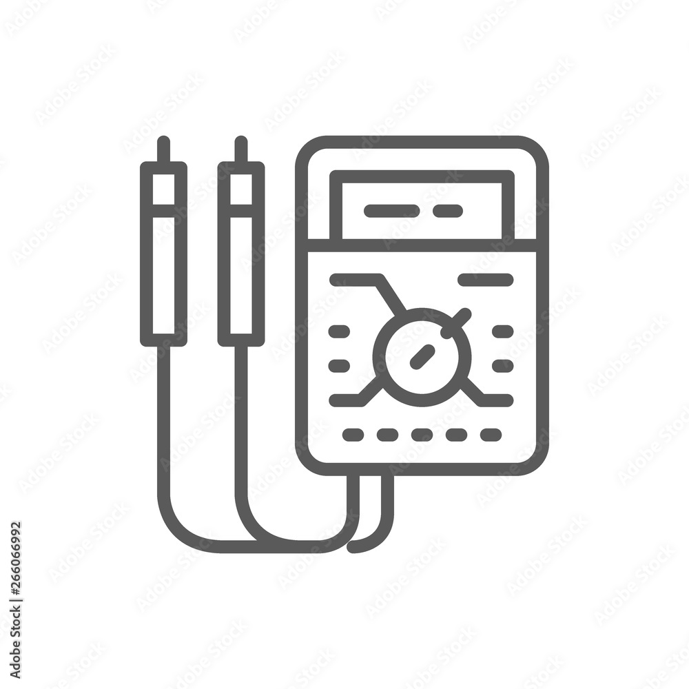 Ammeter, digital multimeter, electrical tool, voltmeter line icon. Ammeter, digital multimeter, electrical tool, voltmeter line icon.
