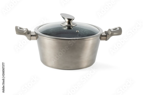 Pan with two handles on white