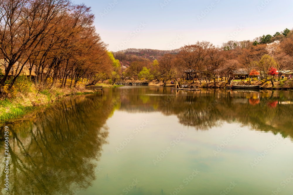 landscape view of the river in the village, Seoul, South Korea landscape view of the river in the village, Seoul, South Korea