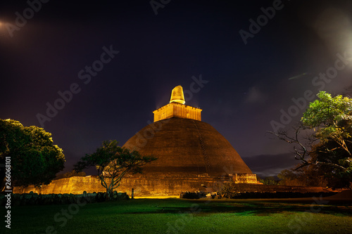 Night view on a huge ancient Jetavanaramaya stupa. photo