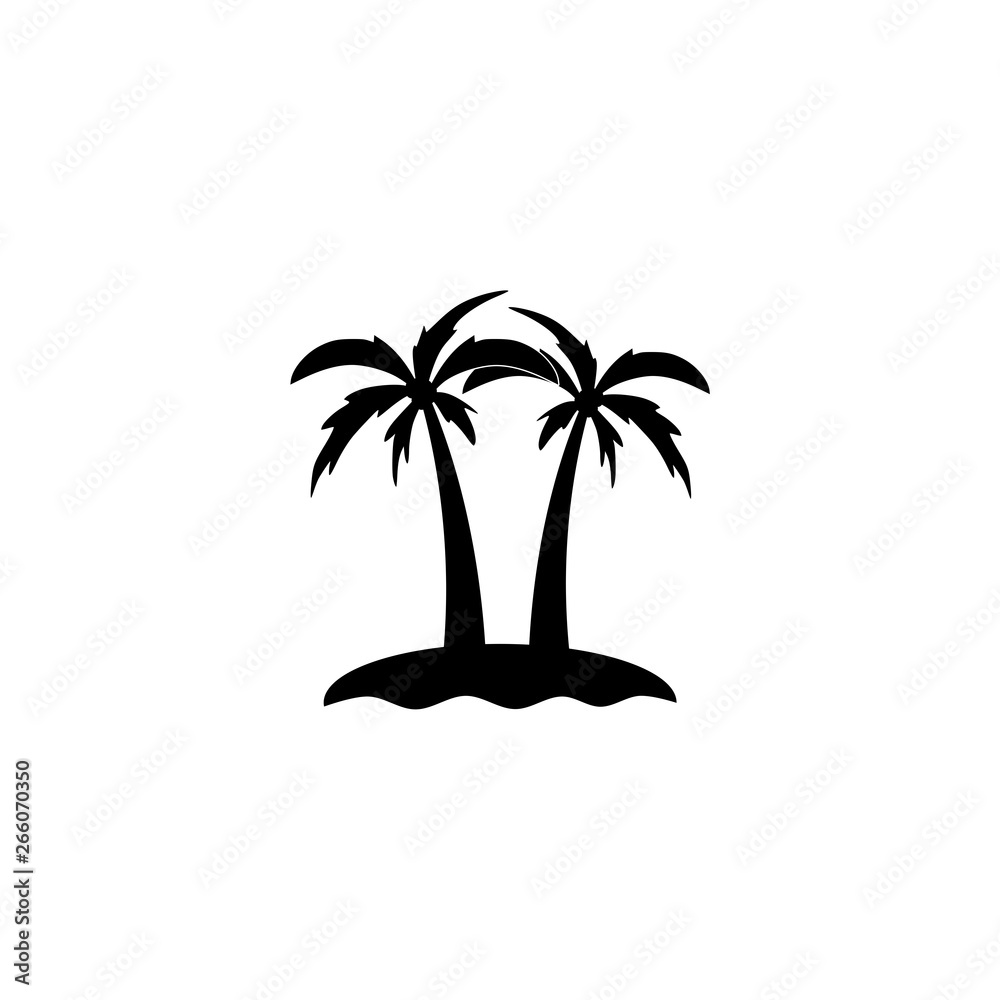 Palm tree on the island icon sign logo