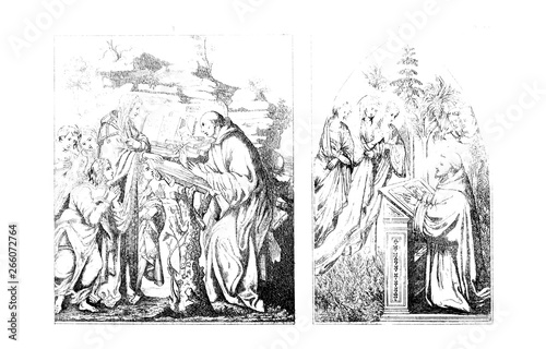 Christian illustration. Old image photo