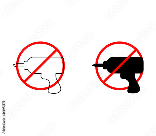 No drill needed, drill is prohibited. Vector icon.