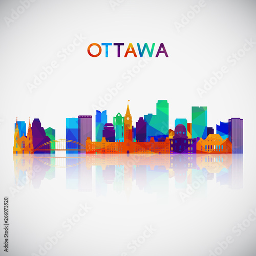 Ottawa skyline silhouette in colorful geometric style. Symbol for your design. Vector illustration.