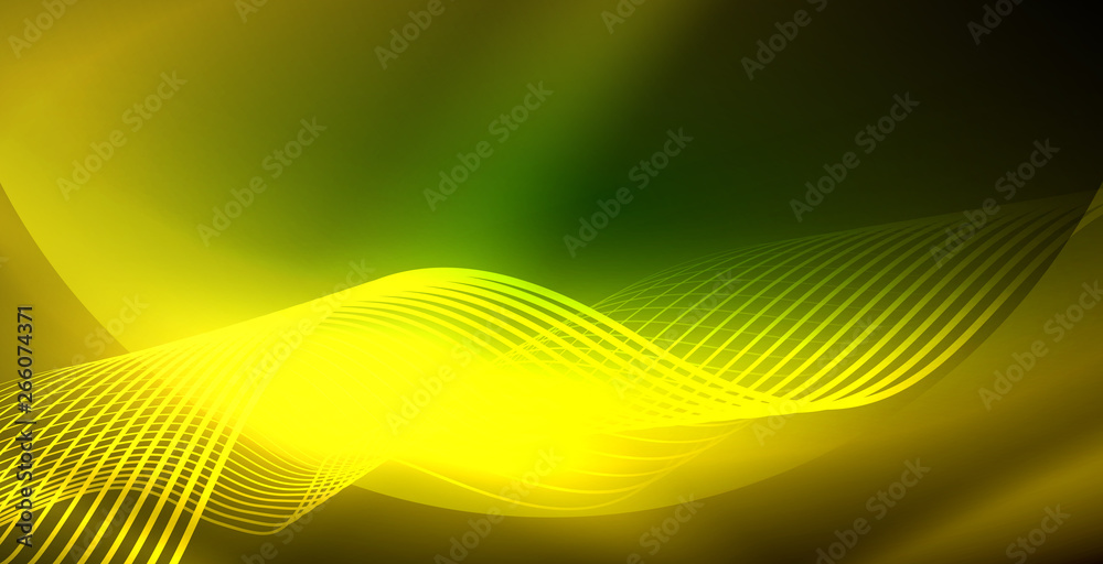 Glowing abstract wave on dark, shiny motion, magic space light. Techno abstract background Glowing abstract wave on dark, shiny motion, magic space light. Techno abstract background
