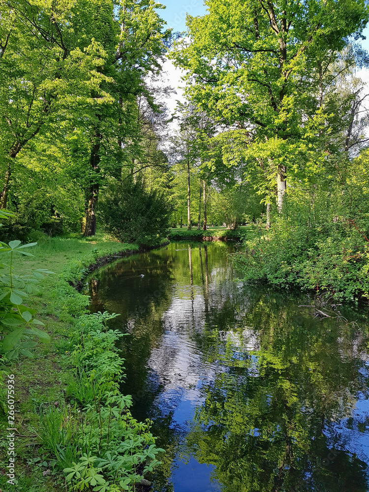 Fototapeta premium The Panke stream in the Castle park in Pankow