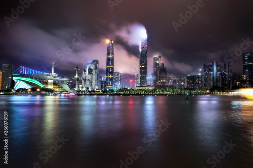   Guangzhou night cloudy city view  © Liudmila Dmitrieva