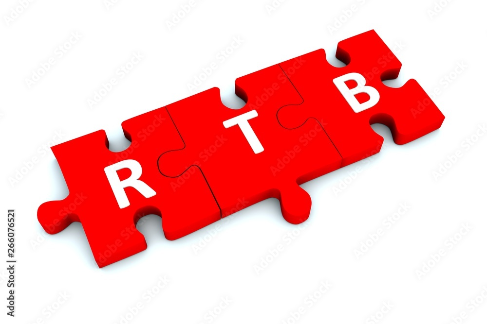RTB puzzle white background concept 3D illustration RTB puzzle white background concept 3D illustration