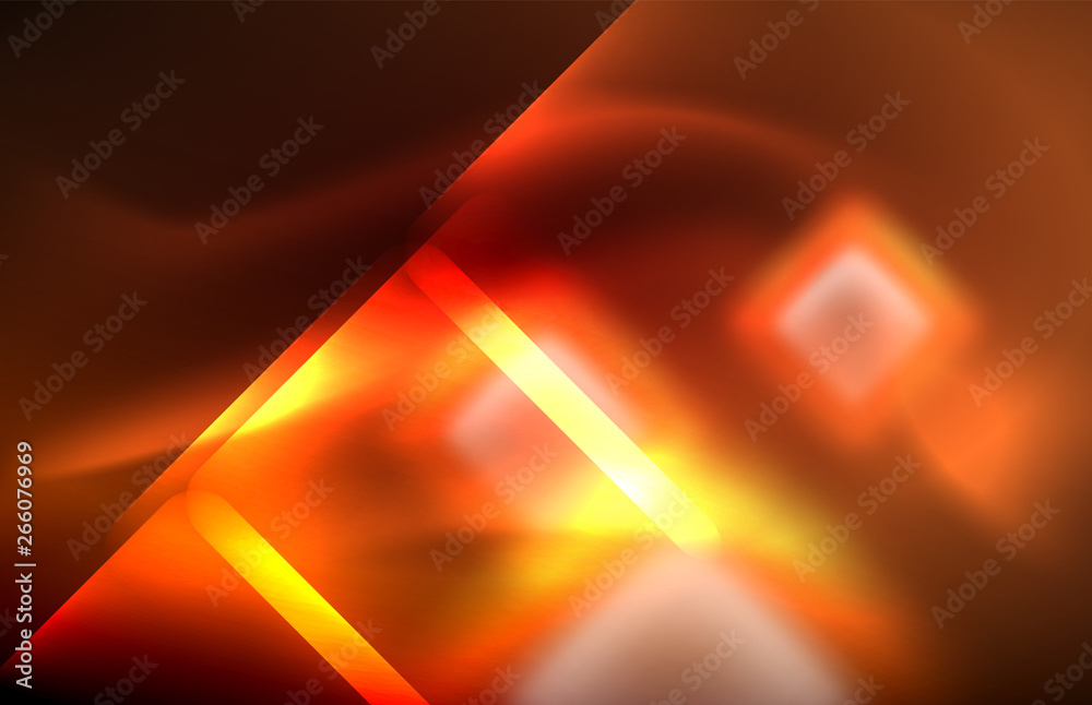 Neon glowing techno lines, hi-tech futuristic abstract background template with square shapes Neon glowing techno lines, hi-tech futuristic abstract background template with square shapes