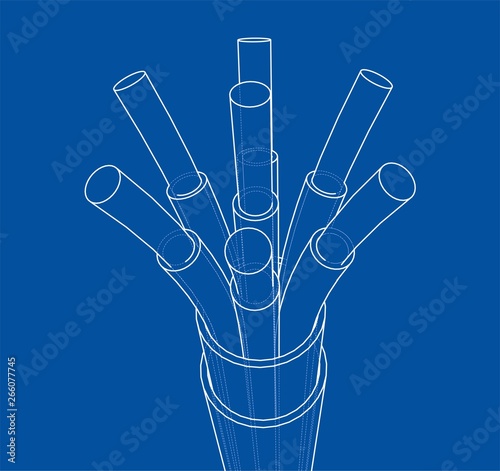 Seven-wire cable. Wire frame. Vector