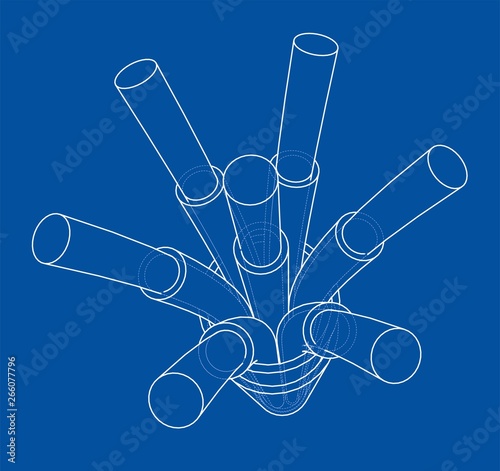 Seven-wire cable. Wire frame. Vector