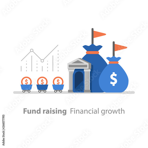 Bank services, fund raising, revenue increase, productivity graph, interest rate, pension savings account, return on investment