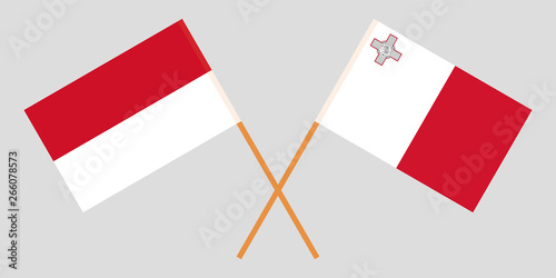 Indonesia and Malta. The Indonesian and Maltese flags. Official colors. Correct proportion. Vector photo