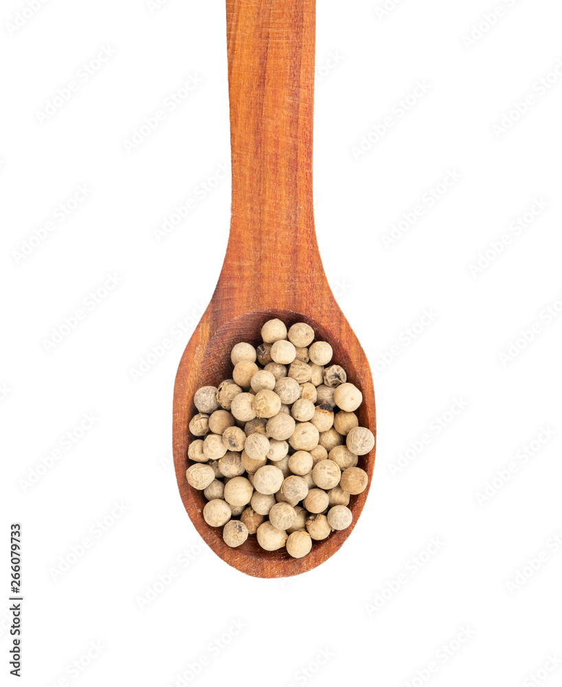 White pepper peas in spoon White pepper peas in spoon