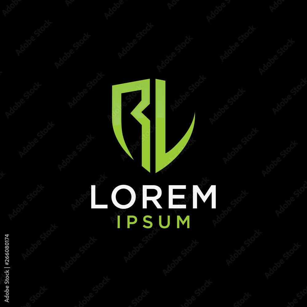 RL letter logo with shield shape RL letter logo with shield shape