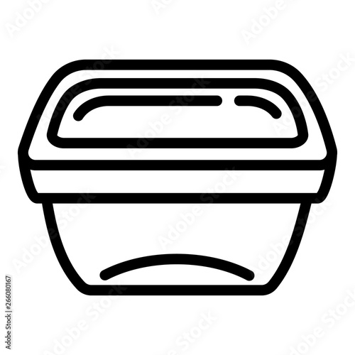 Plastic lunch box icon. Outline plastic lunch box vector icon for web design isolated on white background