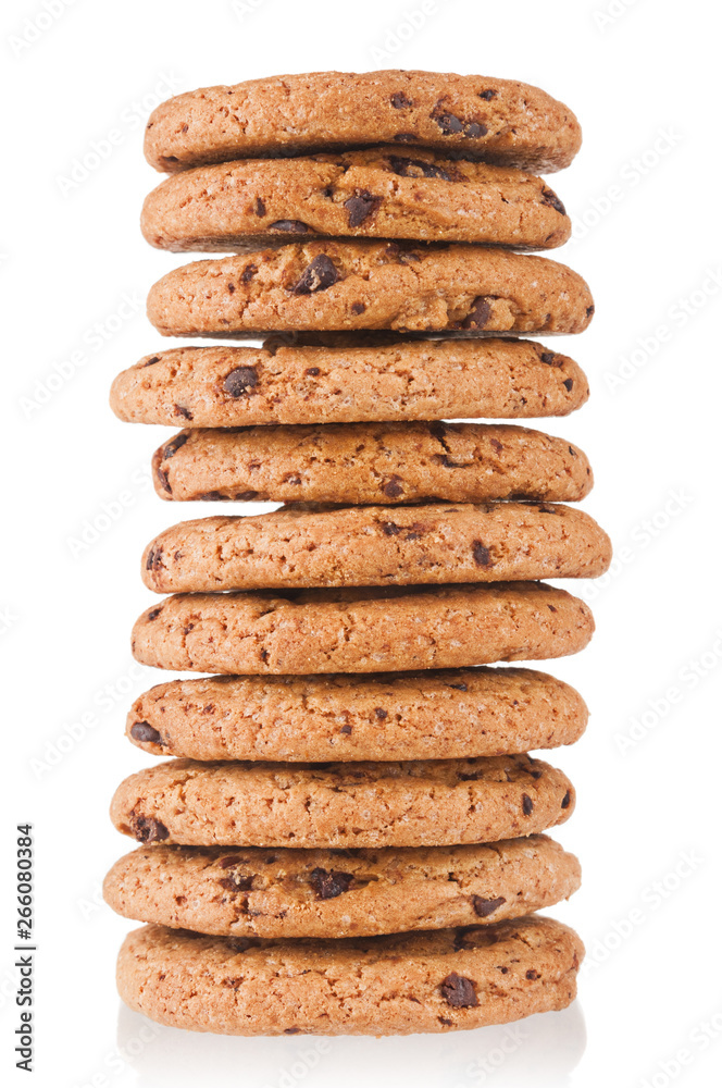 Stack of oat cookies close up isolated on white background Stack of oat cookies close up isolated on white background
