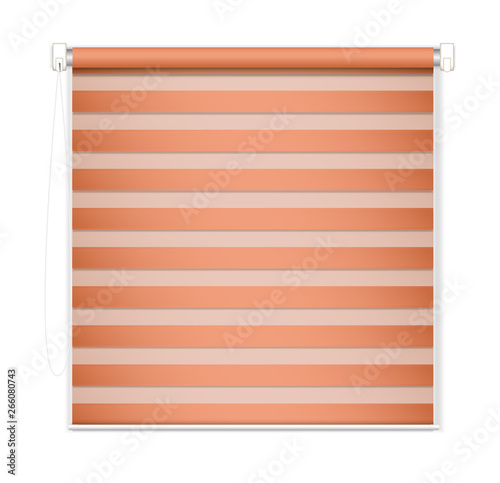 Red window blind icon. Realistic illustration of red window blind vector icon for web design isolated on white background